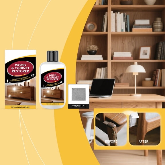 JZCHUNTOY Wooden Furniture Scratch Care Agent, Mild Stain Remover, Non-Damaging Polish Restore Liquid, Long-Lasting Protection Wax for Tables, Cabinets, Chairs & All Wood Surfaces