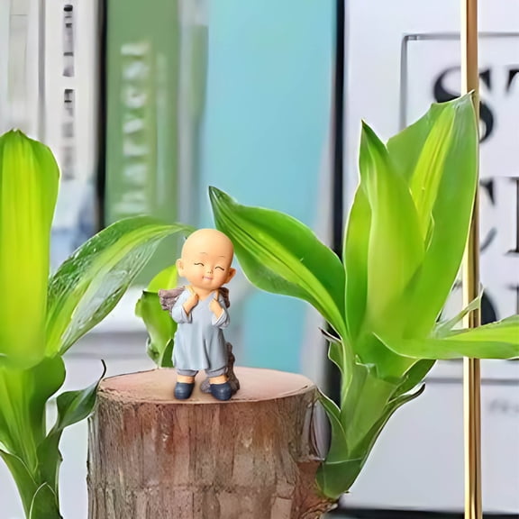 JZCHUNTOY Zen Style Little Monk Resin Ornament, Decorative Figurine for Brazilwood Bonsai, Handcrafted Cute Desktop Decor, Miniature Statue for Home, Office, Shelf, Living Room and Garden Decor