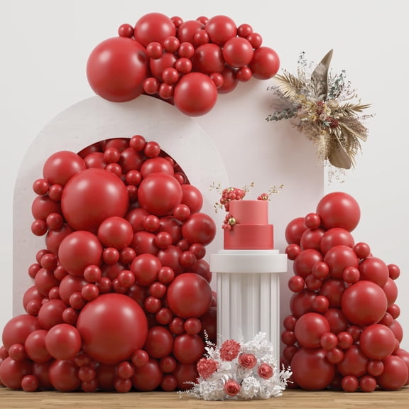 JZCZOEB Double Stuffed Red Balloons Different KKS1Size 115Pcs 5/10/12/18 Inch Rudy Red Balloon Garland Arch kit for Birthday Wedding Baby Shower Christmas Party Decorations