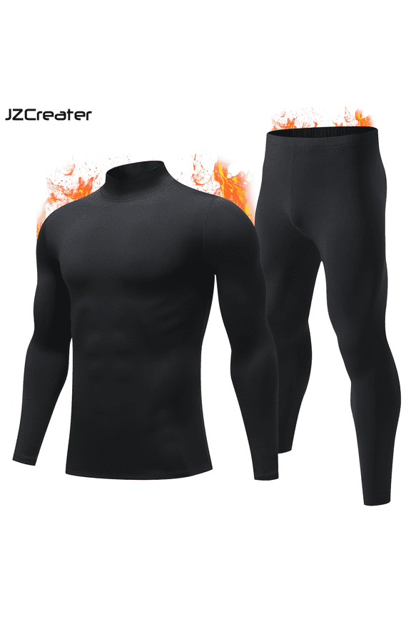 Men's 2-Piece Turtleneck Thermal Set ,Warm Long Sleeve Base Layer Top & Pants ,Cold Weather Underwear XXL