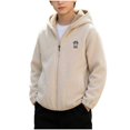 thumbnail image 1 of JZEJING Boys Jacket Cute Fleece Coat Long Sleeve Zip up Hooded Outerwear with Pocket Boy Clothes Size 2-12, 1 of 9