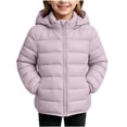 thumbnail image 1 of JZEJING Padded Jackets for Girls Solid Color Long Sleeve Puffer Coat Winter Zip up Hooded Thermal Quilted Outerwear with Pocket Girls Clothes Size 6, 1 of 7