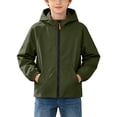 thumbnail image 1 of JZEJING Rain Jacket Boys Hooded Waterproof Rain Coat Outdoor Long Sleeve Loose Casual Lightweight Windbreaker with Pocket Boys Clothes Size 4-15, 1 of 9