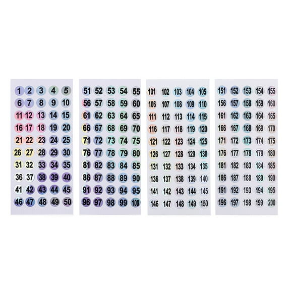 JZROCKER 1 to 200 Number Stickers Self-Adhesive Round Number Labels Inventory Stickers