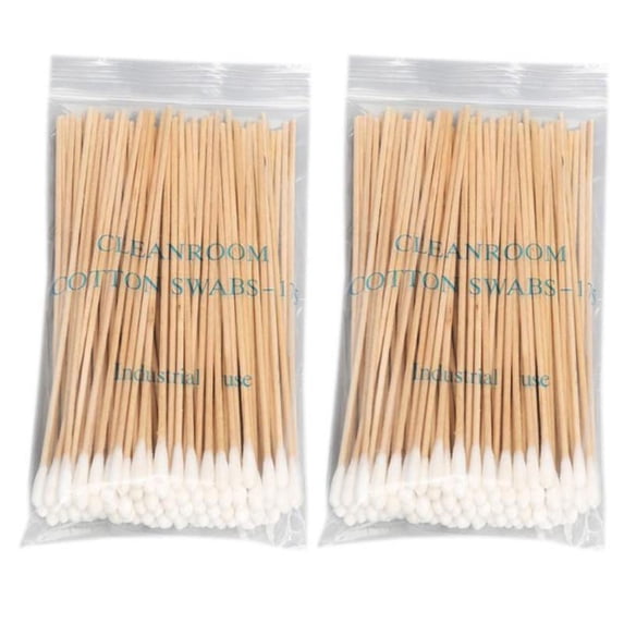 JZROCKER 100/200Pcs 6 Inch Long Wooden Handle Cotton Swabs Single-Head Cleaning Sterile Sticks Applicator for Wound Clean Makeup