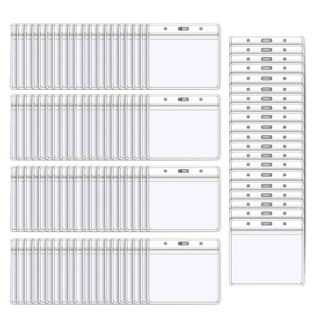 JZROCKER 100 Pcs Badge Holder Name Card Holder Card Holder Clear Credit Card Badge Holder for Office School