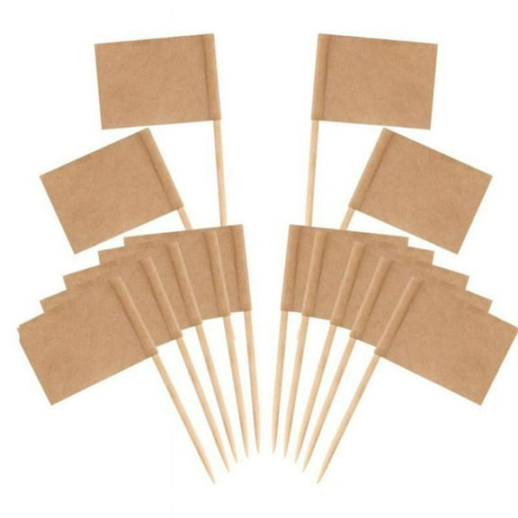 JZROCKER 100pcs Blank Toothpick Flags Mini Food Labels Cheese Marker Picks Cupcake Topper