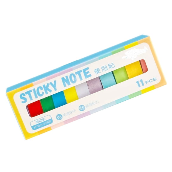JZROCKER 11 Pcs Aesthetic Stickier Note Memos Pad Easy to Write Simple Notepads Colorful Stickier Notes Coloured Indexes Tabs