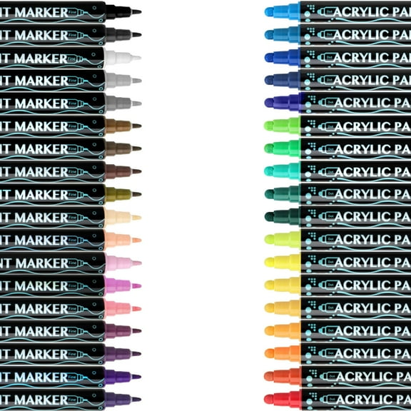 JZROCKER 12/24/26/30 Colors Double Ended Acrylic Marker for Drawing on Paper Stone Rock