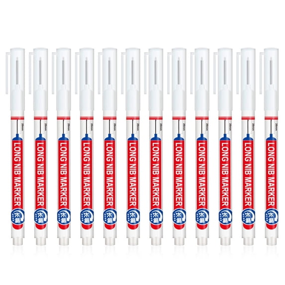 JZROCKER 12 Pcs Oil-based Carpenter Marker Long Nib Markers 20mm Deep Hole Marker Pens