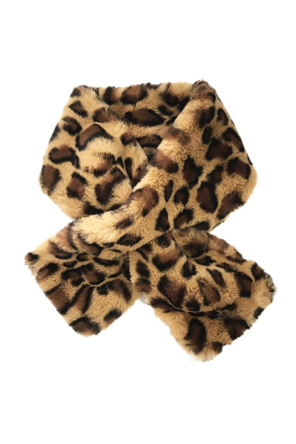 12x80cm Women's Winter Fake Faux Fur Leopard Print Scarf Wrap Collar