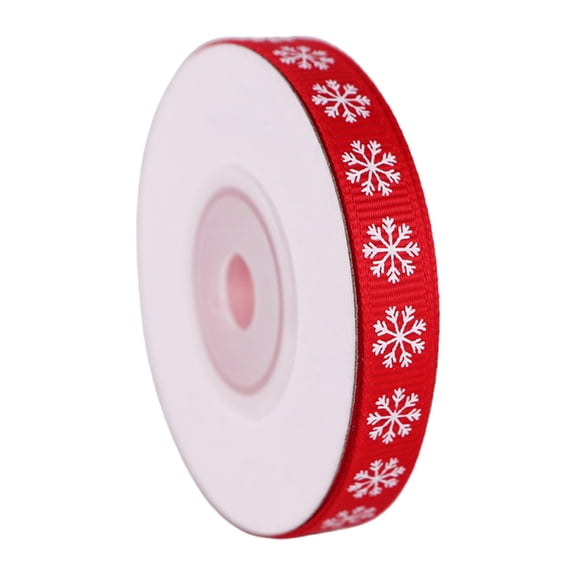 JZROCKER 15 Rolls 9m Snowflake Printing Christmas Red Green Grosgrain Ribbon Roll for DIY Crafts Gift Wrapping Xmas Holiday Party Decoration
