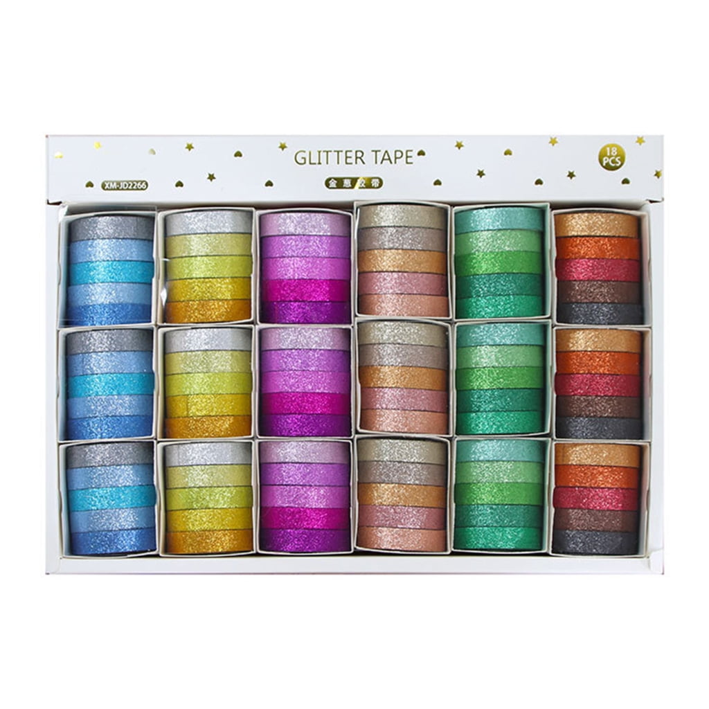 JZROCKER 18 Box Paper Tape Glittering Washis Tape Decorative Tape Creative Masking Tape Artists Tape Scrapbooking Supplies