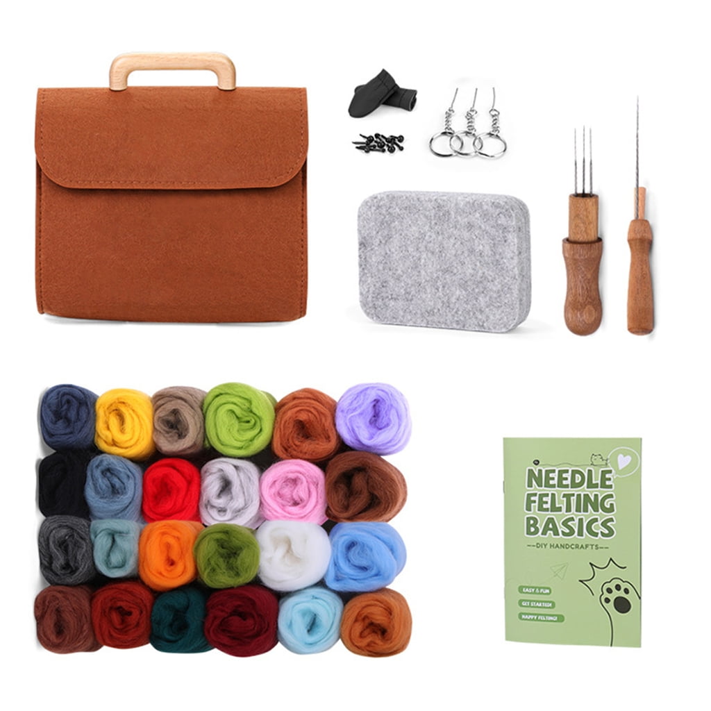 JZROCKER 24 Color Needle Felting Supplies for Beginner Crafting Needle Felting Set with Instruction Wool Roving Needle