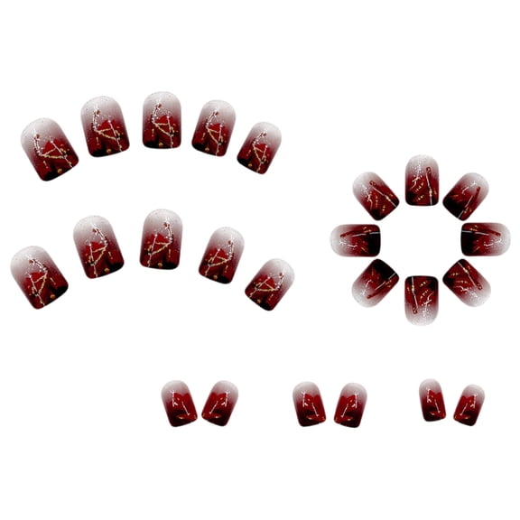 JZROCKER 24 Pcs Fall Press On Nails Glitters Full Cover Tip Short Square False Nails