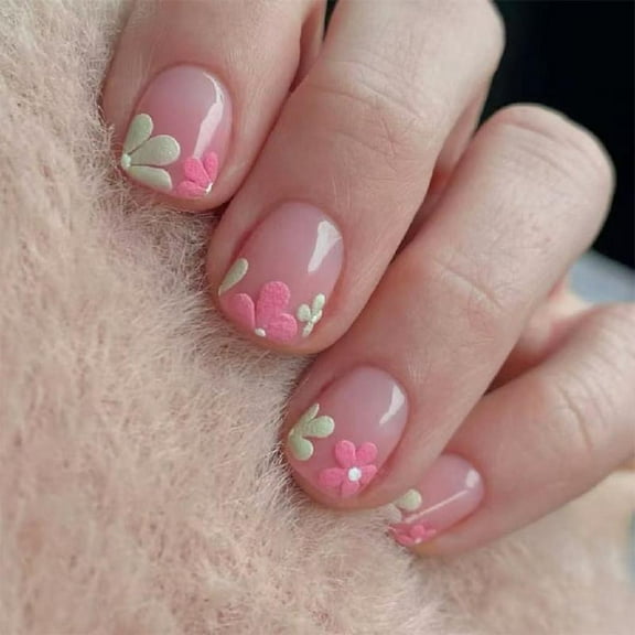 JZROCKER 24Pcs Press on Nails French Tip Square Nails Tips Designs Fake Nails Artificial Acrylic Nails Full Covers False Nails