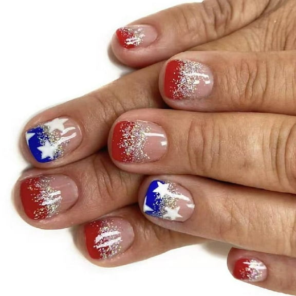 JZROCKER 24Pcs Press on Nails Manicure Nails Art Glitters False Nails for Women Acrylic Artificial Nails for Parties and Holidays