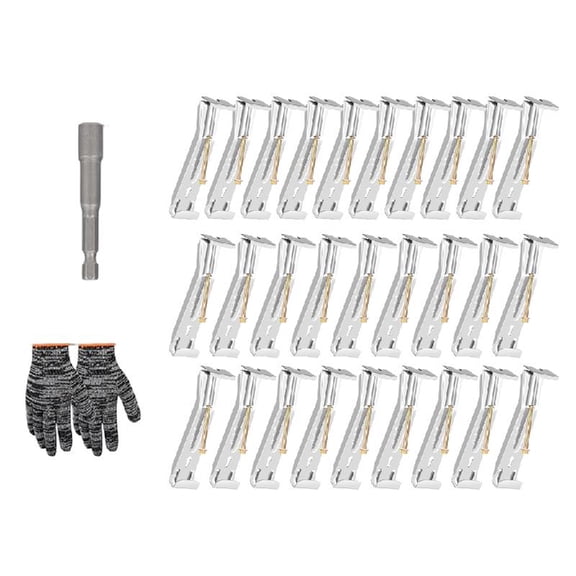JZROCKER 28Pcs Gutter Hangers with Screws and Clamps Quick Screw Gutter Clip Concealed Gutter Bracket for 5inch Aluminum Gutters