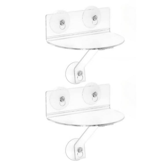 JZROCKER 2pcs Acrylic Window Sill Plant Shelf with Load Bearing Suction Cups Storage Rack Succulents Holder for Indoor Use