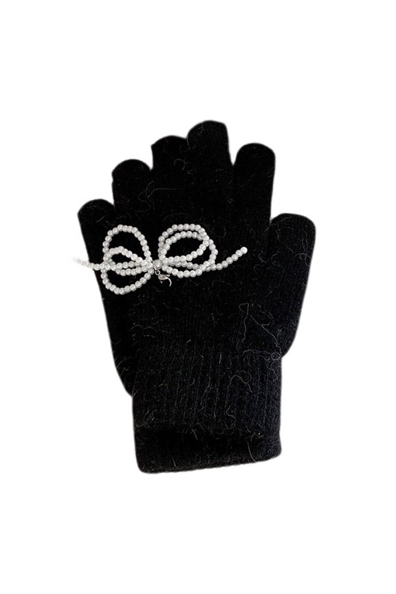 2pcs Decorative Bows Gloves Cold Weather Mittens Personality Statement Gloves