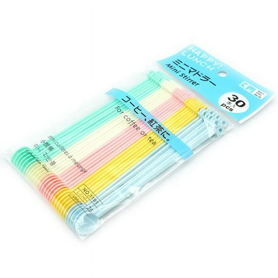 JZROCKER 30Pcs Candy Color Plastic Spoon Long Handle Coffee Tea Ice Cream Milk Sauce Glue Stirring Tableware Home DIY Household Accessory