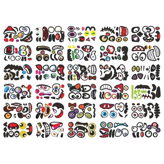 JZROCKER 30pcs Halloween Pumpkin GhostsFace Expression Stickers Fit for Party Decorations