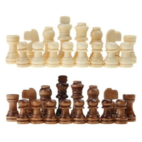 JZROCKER 32Pcs Wooden Chess Pieces Only, Wood Chessmen with 2.2inches Chess Game Pieces