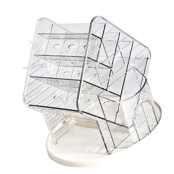 JZROCKER 360 Rotating Makeup Storage Tray Cosmetic Organizers with Jewelry Hanger Tree Tower Rack for Bathroom and Vanity Use