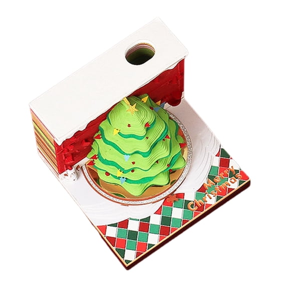 JZROCKER 3D Paper Sculpture Note Pad with Pen Holder for Christmas Decoration