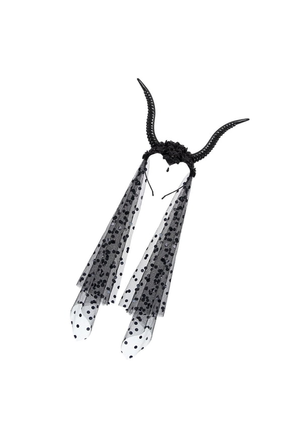 3d Devil Horn Hairhoop Dark Series Punk Headband with Veil Theme Party Headwear Music Festival Hairband