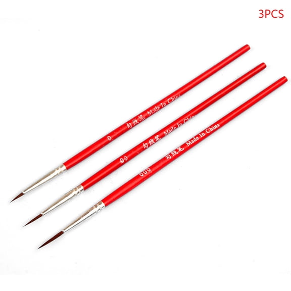 JZROCKER 3pcs/set 0 00 000 Nylon Brush Hook Line Pen Professional Fine Tip Drawing Brushes for Acrylic Watercolor Oil Painting