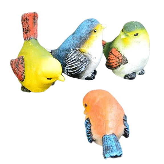 JZROCKER 4Pcs Miniature Bird Decorative Figurines Bird Figures Model Garden