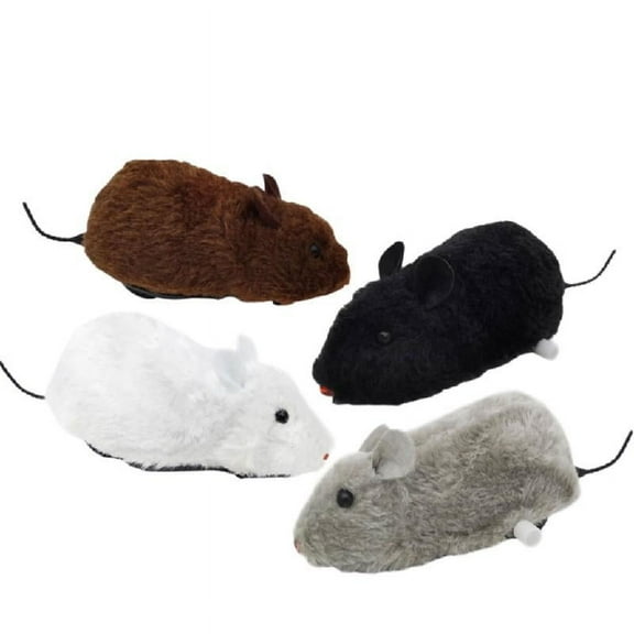 JZROCKER 4Pieces Windup Mouse Toy Set Realistic Mice Toy For Pet And Kids Interactive Windingup Mice Toy for Baby Crawling