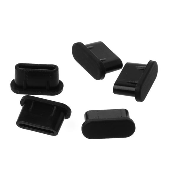 JZROCKER 5 Pieces Portable Silicone Type-C Plug Protects Your Devices for Phone Accessories Clear / Black