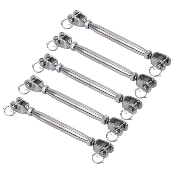 JZROCKER 5PCS Sturdy Stainless Steel Turnbuckles Cable Tensioner for Stage Lighting and Clotheslines, Polished and Burr Proof