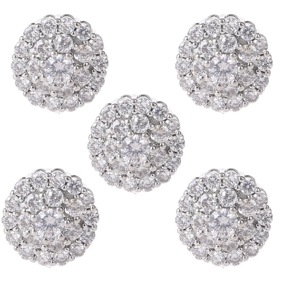 JZROCKER 5Pcs 12mm Crystal for Rhinestone Flower Round Buttons with Loop Luxurious Metal Embellishments for DIY Crafts Accessory