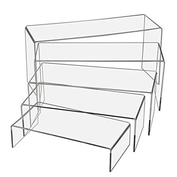 JZROCKER 5Pieces Tiered Acrylic Display Risers Clear Stands Shelves Perfumes Rack for Retail Home and Office Desktop Organization