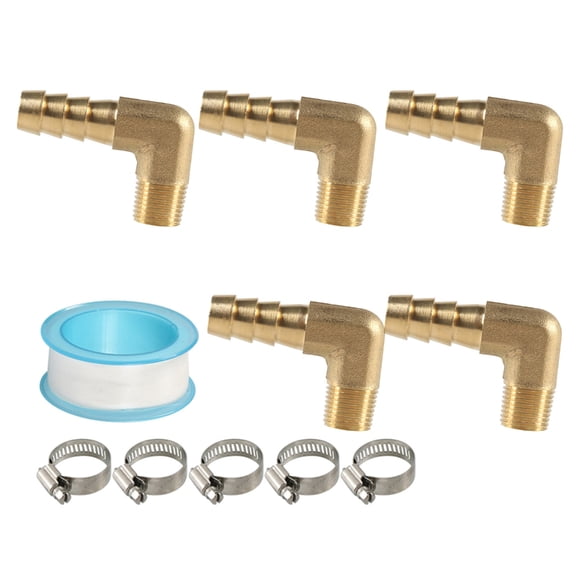 JZROCKER 5pcs Brass Hoses Fitting 3/8" 1/8" 1/2" Thread Connectors Joint Couplers Adapter for Fuels/Water/AIR/Oil