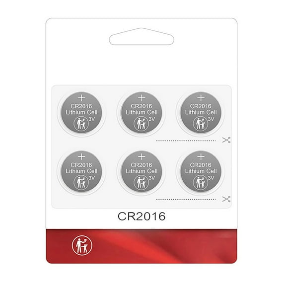 JZROCKER 6Pcs CR2016 Button Cell Batteries for Watches and Electronics Battery Cells