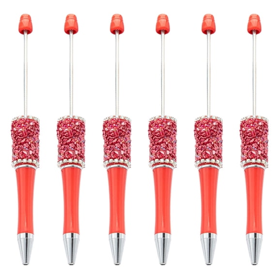 JZROCKER 6Pcs Rhinestone Bead Ballpoint Pen Retractable Ballpoint Pen Write Smoothly