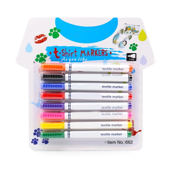 JZROCKER 8Pcs Fabric Markers Permanent for T Shirts Non Toxic Fabric Paint Pens Set