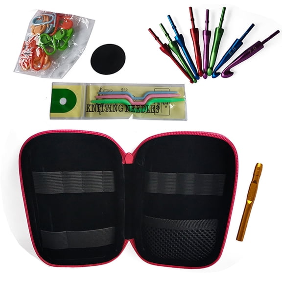 JZROCKER 8Pcs Interchangeable Aluminum Circular Knitting Needle Set 3mm-7.0mm with Case for Beginner Knitting Weaving