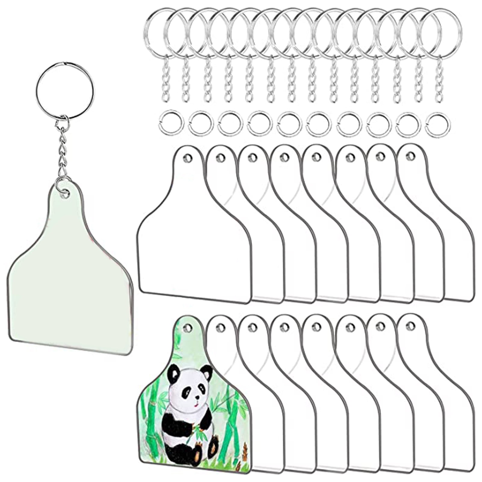 JZROCKER 90 Pieces Acrylic Blanks for DIY Making Keychain Cow Ear