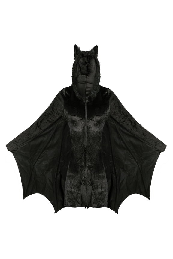Adults Women Black Halloween Bat Jumpsuits Romper with Wing Dress Up Hoodies