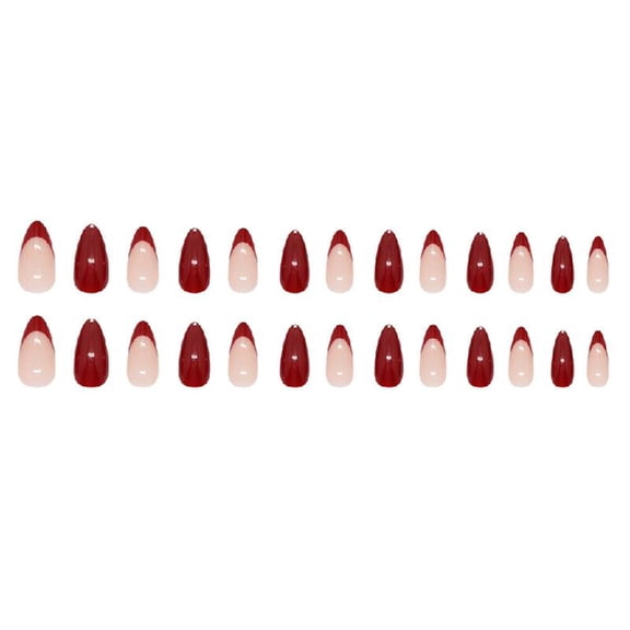 JZROCKER Almond Press on Nails Glossy Fake Nails Stick on Nails in 12 Sizes,24Pcs French Nails Tips for DIYS Nails Art Decoration