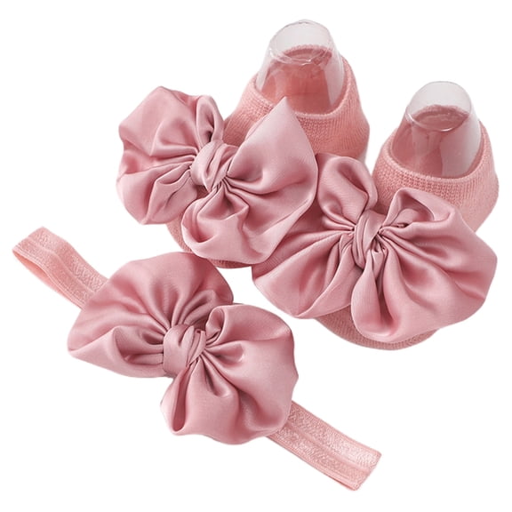 JZROCKER Anti-Slip Bowknot Floor Socks Headband for Baby Girls Boys Comfortable Prewalker Flat Shoes Indoor Socks Infant Hairband