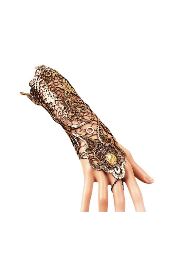 Beautiful Finger Ring Gothic Steampunk Lace Cuff Fingerless Glove for Engagement