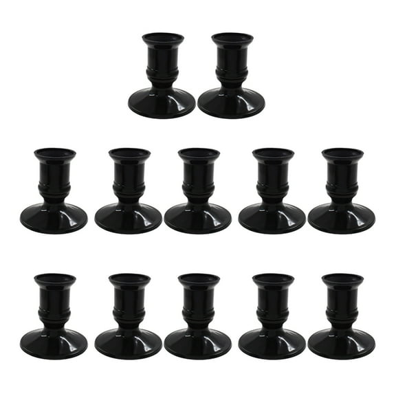 JZROCKER Black Taper Holders 12Pack for Flameless LED Stand Pillar Candlestick Enhances Wedding or Party Decoration