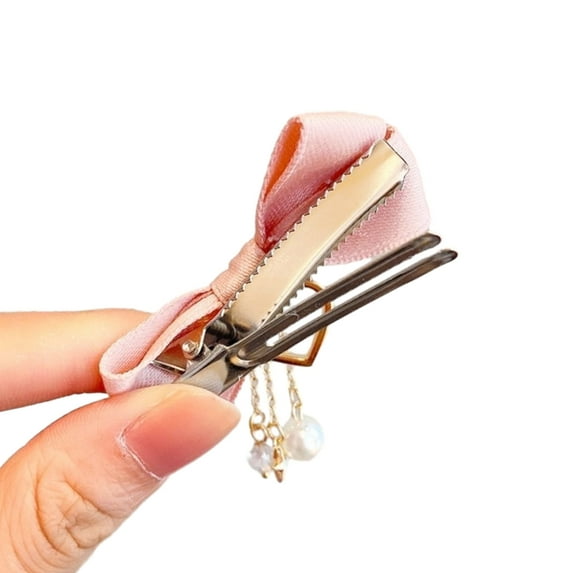 JZROCKER Bow Hair Clip Balletcore Bow Heart Pearls Cute Headdress Hairpin