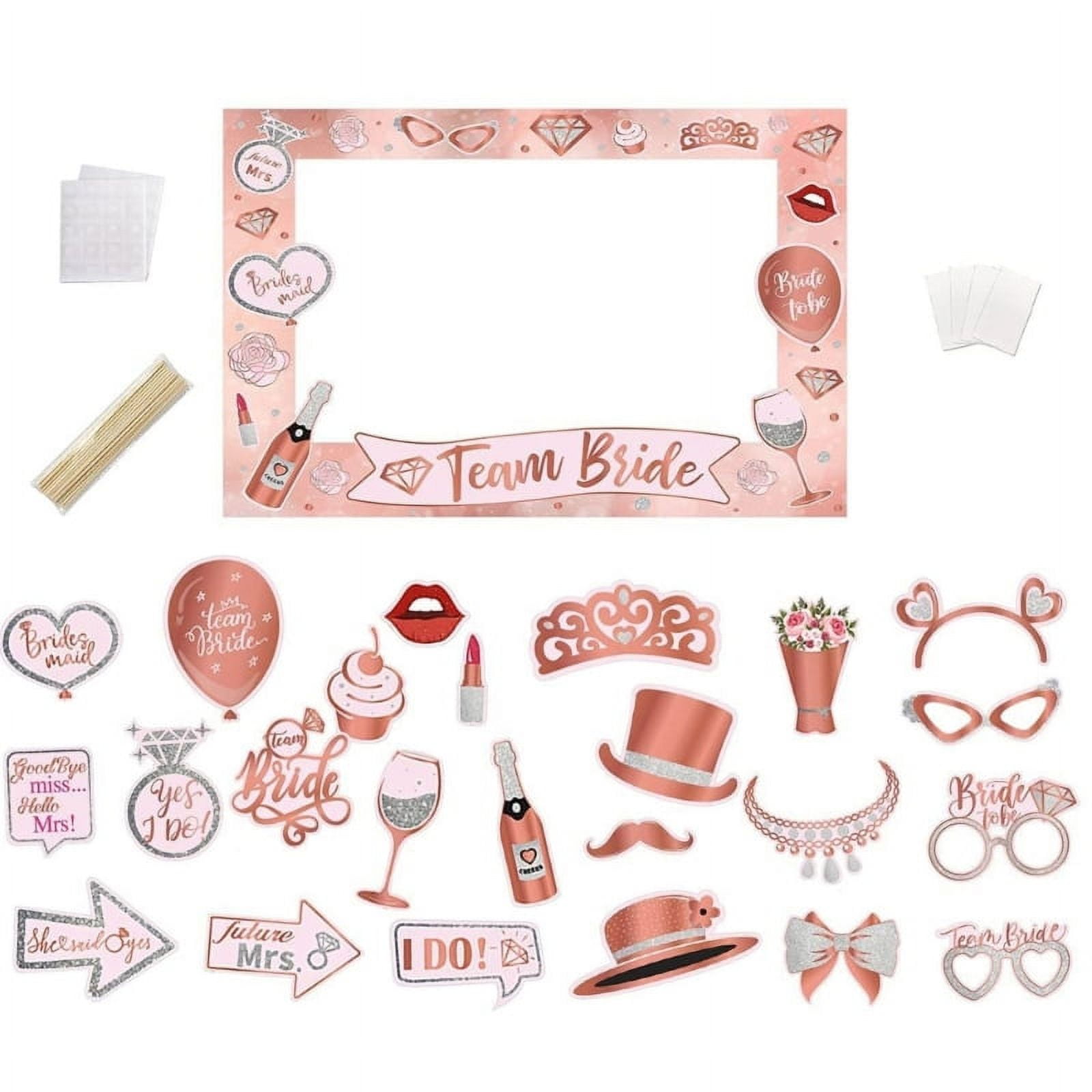 JZROCKER Bridal Shower Photo Booth Props Including Paper Photo Frame and Wedding Props